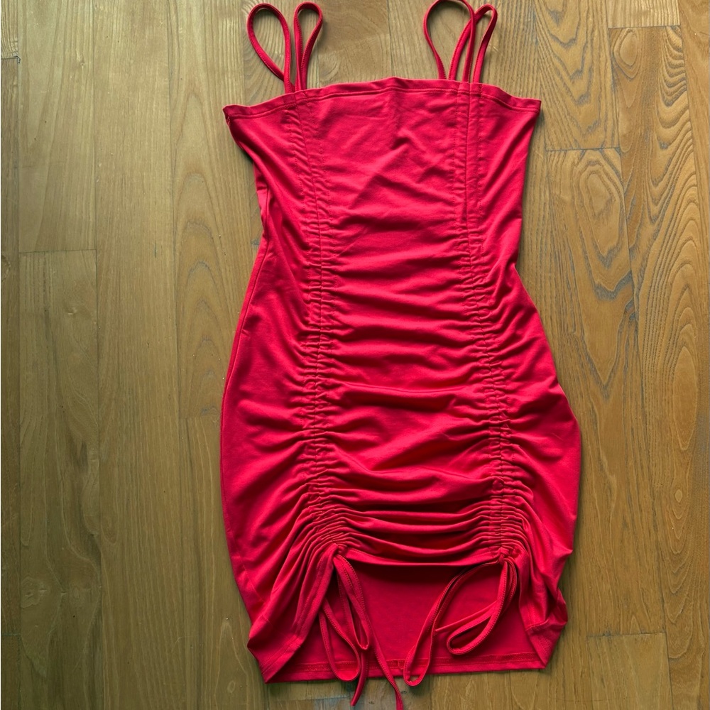 Red Tie Up Bodycon Party Dress